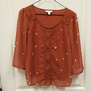 LC Lauren Conrad rust color 3/4 sleeve top